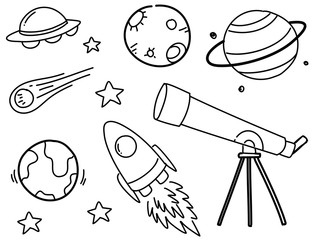 Wall Mural - Set of space doodles