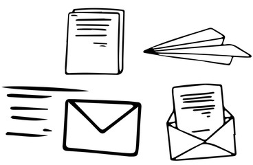 Wall Mural - a set of doodle mail