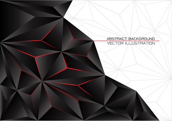 Wall Mural - Abstract black triangle polygon red light with white gray line design modern futuristic background vector illustration.