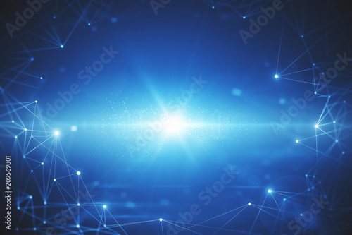 Blue polygonal backdrop