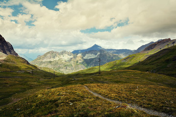 Wall Mural - Beautiful landscape on the  Route des Grandes Alpes with Col de l'Iseran mountain pass who connects Italy to France.