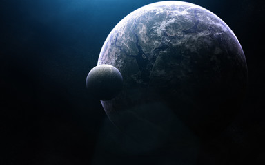 Wall Mural - deep space. exoplanet in blue light. elements of the image are furnished by nasa