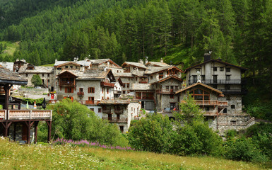 Wall Mural - View of old part of Val d'Isere, ski resort, and commune of the Tarentaise Valley, in the Savoie department (Auvergne-Rhone-Alpes region) in southeastern France.