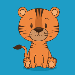 Wall Mural - cute and little tiger character vector illustration design