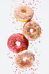 Wall Mural - Donut. Sweets Doughnuts On White Background