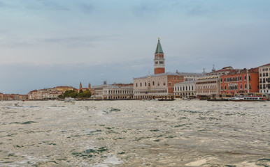 Venice / View of the river and city historical architecture