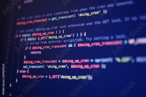 Fotografía Simple website HTML code with colorful tags in browser view on dark background