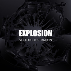 Wall Mural - Broken glass. Black explosion. Abstract vector background.