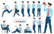 young businessman character  gestures and poses 