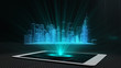 City projection futuristic holographic display phone tablet hologram technology