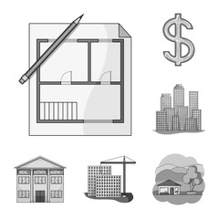 Wall Mural - Realtor, agency monochrome icons in set collection for design. Buying and selling real estate vector symbol stock web illustration.