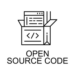 open source code icon. Element of web development signs with name for mobile concept and web apps. Detailed open source code icon can be used for web and mobile