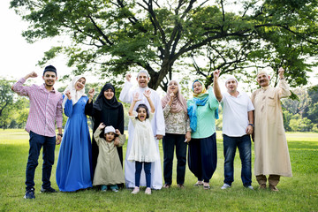 Wall Mural - A happy large Muslim family