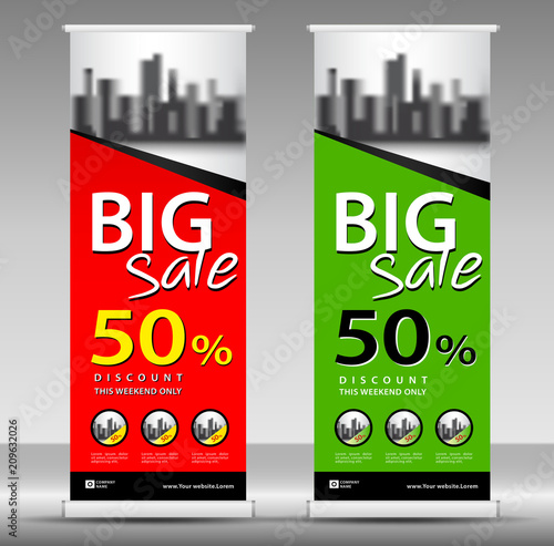 Big Sale Roll Up Banner Template Flyer Layout Vector Pull Up X
