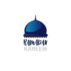 Ramadan kareem muslim religion holy month flat greeting card template on white background vector illustration