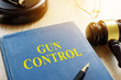 Gun control law and gavel on a table.
