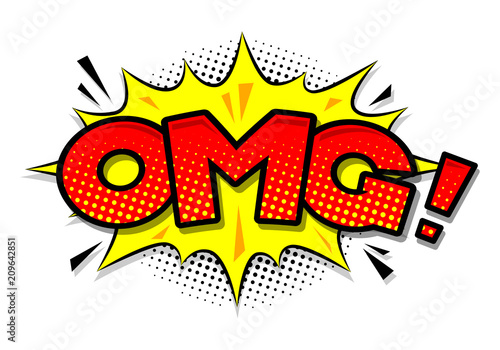 Obraz na plátně Comic speech bubble with expression text OMG. Vector