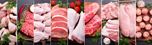 Food Collage Of Various Fresh Meat And Chicken