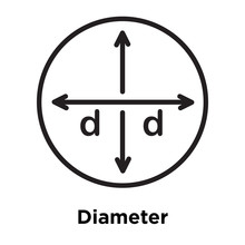 Diameter Icon Vector Sign And Symbol Isolated On White Background, Diameter Logo Concept, Outline Symbol, Linear Sign