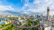 Bangkok City with curve express way and skyline skyscraper, Bangkok cityscape, Thailand.