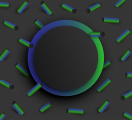 Wall Mural - grey round textured background with green 3d geometric pattern.