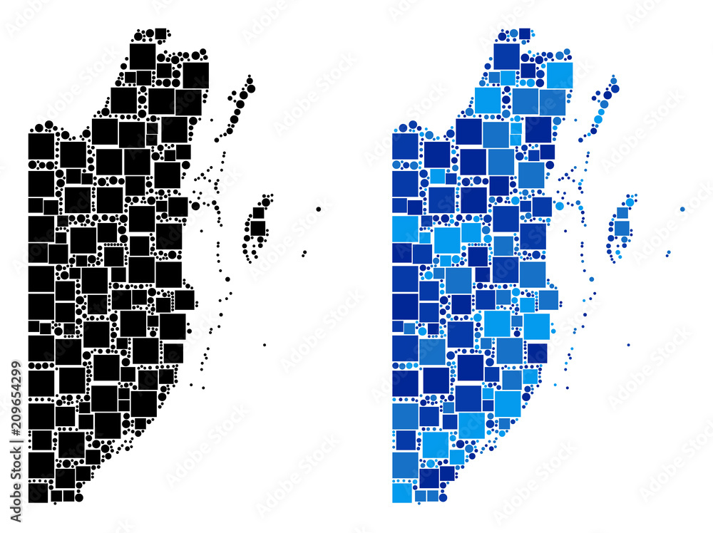 Dot Belize map versions. Abstract geographic map variant done with blue ...