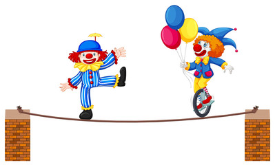 Wall Mural - A Circus Clown Show on White Background