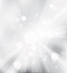 Wall Mural - vector silver, sparkle background with rays, lights and stars.