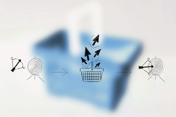 Wall Mural - clickrate shopping basket from missed to hit target