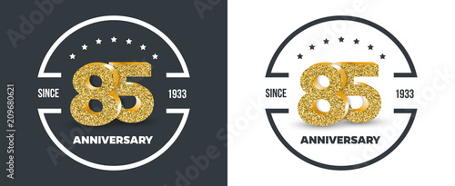Fotografía 85th Anniversary logo on dark and white background