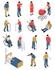 Poster - Disabled People Isometric Icons