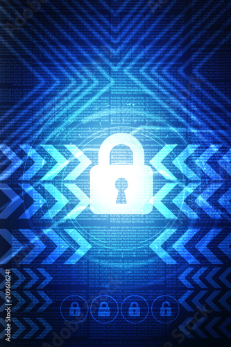 2d illustration Safety concept: Closed Padlock on digital background плакат