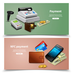 Sticker - Payment Realistic Horizontal Banners