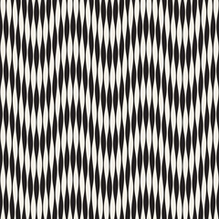 Wall Mural - Wavy stripes vector seamless pattern. Retro wavy engraving texture. Geometric lines design.