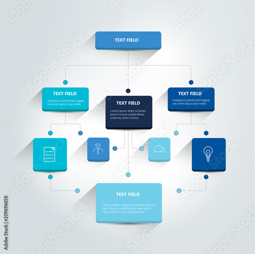Fotomural Infographics flowchart. Colored shadows scheme.