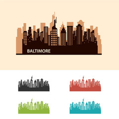 Wall Mural - Baltimore City Skyline Logo Template