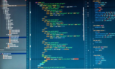Php code on blue background in code editor