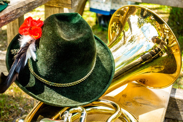 Wall Mural - part of a typical bavarian brass instrument