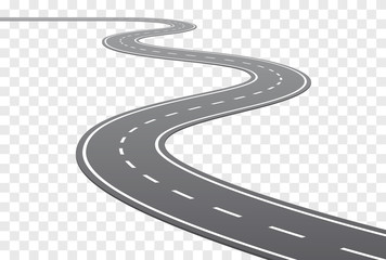 vector curved road with white lines