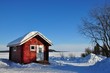 Cabins and snow in the North pole