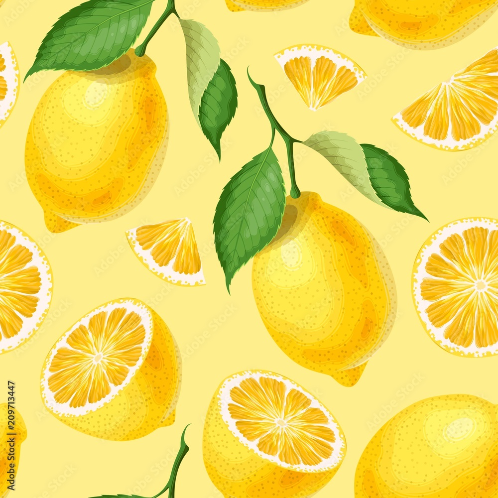 Seamless pattern with lemons Stock Vector | Adobe Stock