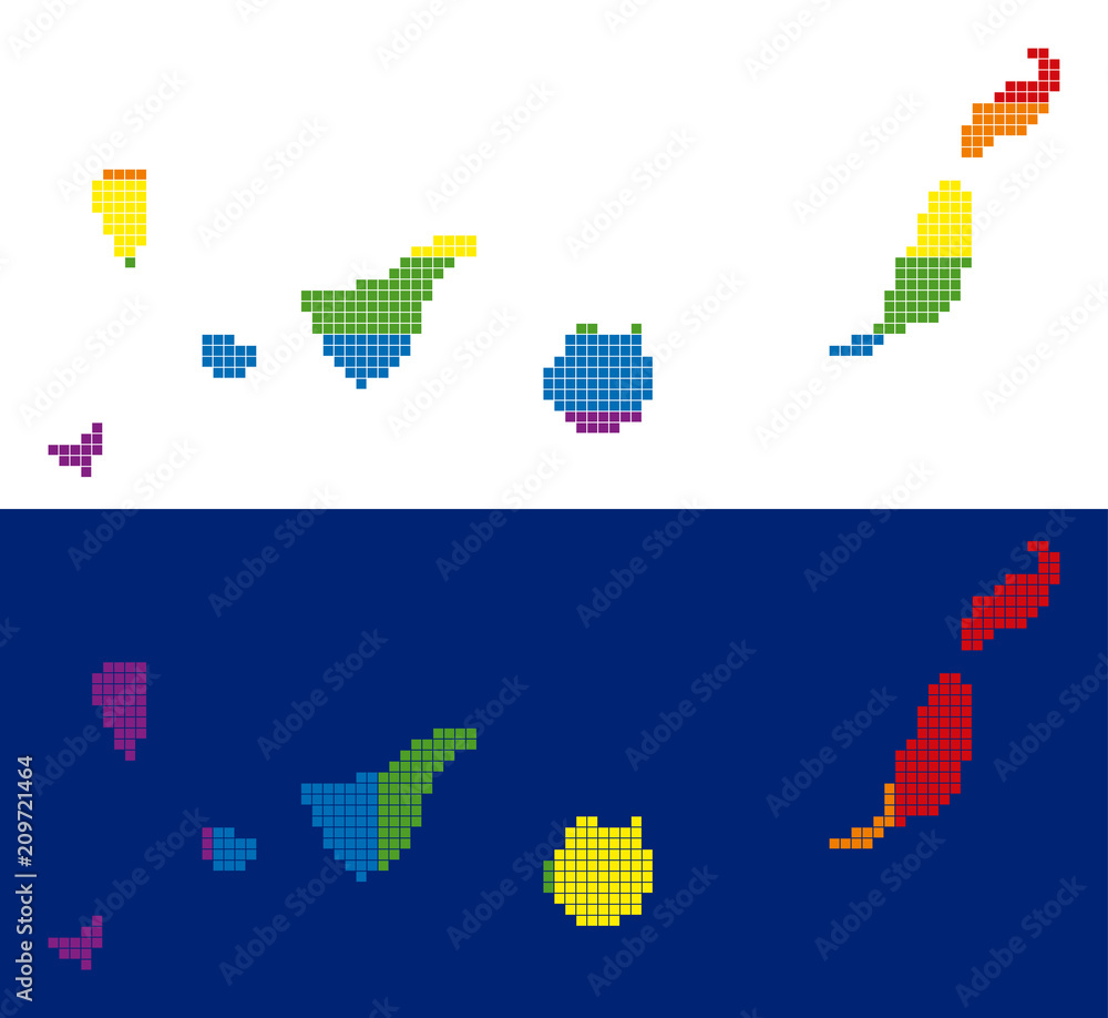 Dotted LGBT Canarian Spain Islands map variants. Vector geographic maps ...