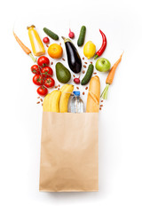 Picture of paper bag with vegetables and fruits