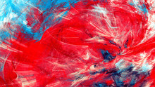 Artistic Color Motion Composition. Abstract Beautiful Red And Blue Background. Modern Futuristic Cool Painting Texture. Fractal Artwork For Creative Graphic Design