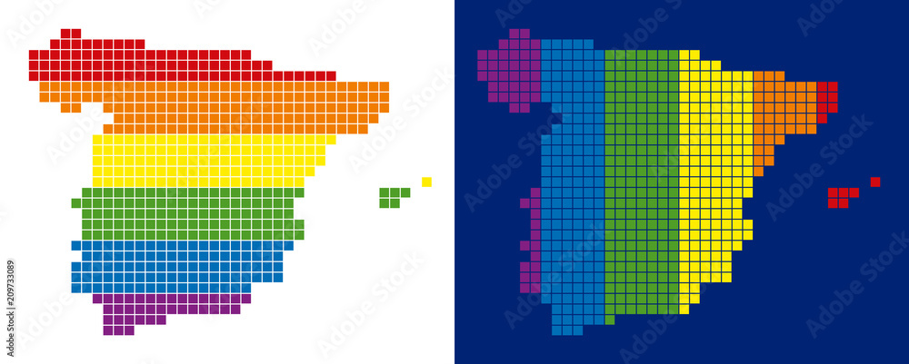 Dotted LGBT Spain map variants. Vector geographic schemes in LGBT ...