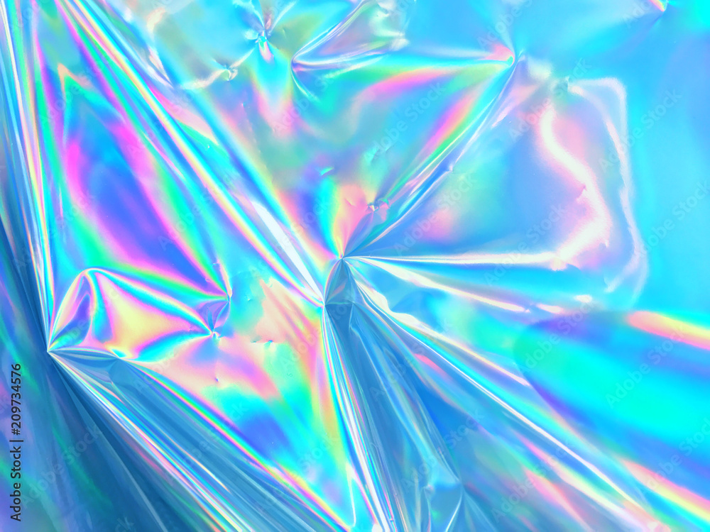 Holographic Texture Of Iridescent Wrinkled Blue Foil Surface 80s Or 90s ...