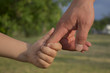 © Laura Сrazy - son holds his father's hand, outdoors, close-up
