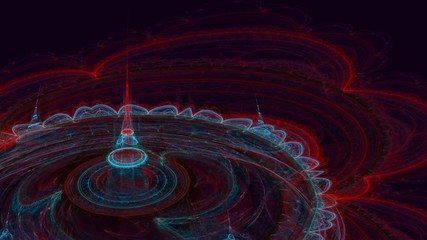 Poster - abstract colorful fractal in red and blue color