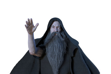 3D Illustration of an elderly the wizard