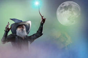 3D Illustration of an elderly the wizard